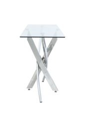 Living and Home 40cmD Stylish Tempered Glass Coffee Table Rectangular Dining Table with Chrome Cross Legs in Clear - thumbnail 6