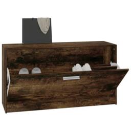 Berkfield Home Shoe Bench Smoked Oak 80x24x45 cm Engineered Wood in Brown - Size: 80 x 24 x 45 cm - thumbnail 4
