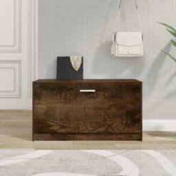 Berkfield Home Shoe Bench Smoked Oak 80x24x45 cm Engineered Wood in Brown - Size: 80 x 24 x 45 cm