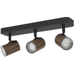 Loops Stylish Bronze & Black Triple LED Bathroom Ceiling Spotlight - thumbnail 3