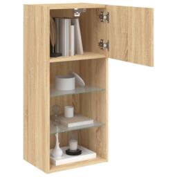 Berkfield Home TV Cabinet with LED Lights Sonoma Oak 40.5x30x90 cm in Tan - thumbnail 6