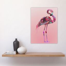 "Artery8 Tribal Flamingo Artwork Pink Animal Bird Lover Wall Art Print - Size: W18"" x H24""" - thumbnail 4
