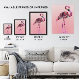 "Artery8 Tribal Flamingo Artwork Pink Animal Bird Lover Wall Art Print - Size: W18"" x H24""" - thumbnail 3