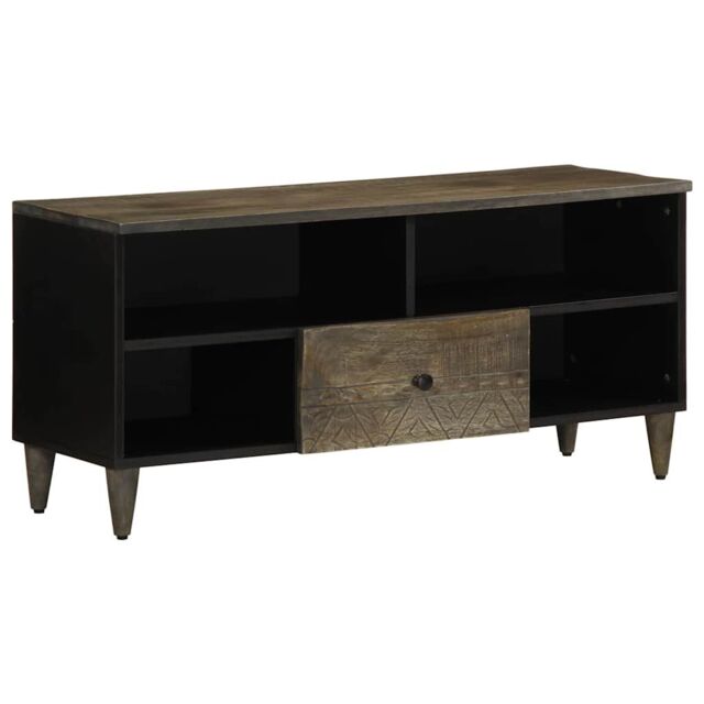 Berkfield Home TV Cabinet Black 100x33x46 cm Solid Wood Mango in Brown - Size: 100 x 33 x 46 cm - image 1