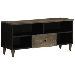 Berkfield Home TV Cabinet Black 100x33x46 cm Solid Wood Mango in Brown - Size: 100 x 33 x 46 cm