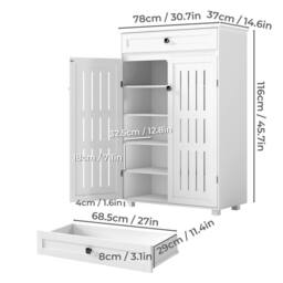 Levede Shoe Cabinet 5-Tier Door Entryway Storage Rack Organizer Cupboard in White - thumbnail 4