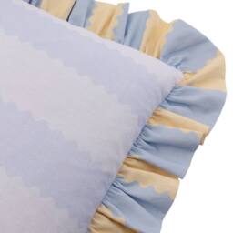Wylder Birdie Stripe 100% Cotton Ruffle Cushion in Light Blue - Size: 45 cm x 45 cm - thumbnail 3