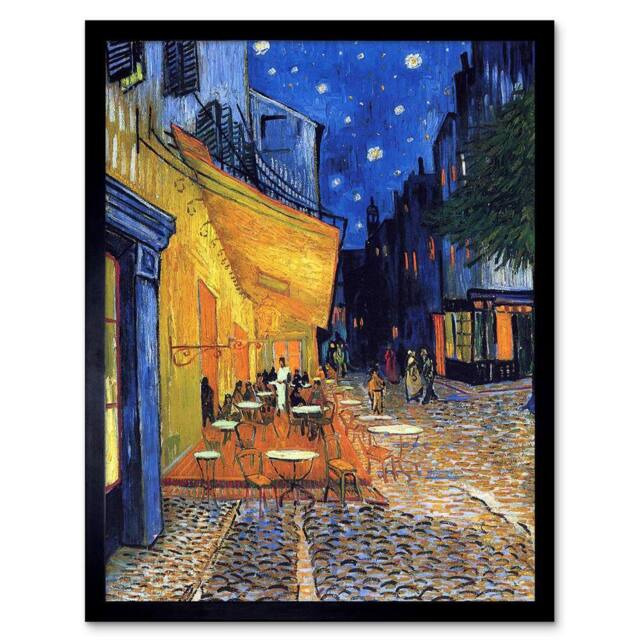 "Artery8 Van Gogh Cafe Terrace Night Place Du Forum Arles 1888 Framed Art in Blue - Size: W12"" x H16""" - image 1