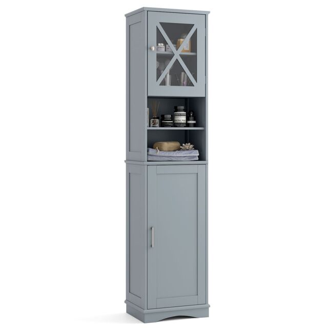 "Costway 67"" Tall Bathroom Cabinet Freestanding Storage Cabinet-Grey in Grey" - image 1