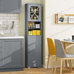 "Costway 67"" Tall Bathroom Cabinet Freestanding Storage Cabinet-Grey in Grey" - thumbnail 6