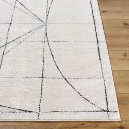 Livabliss Galey Alix Architect V-Modern Ivory Black Graphic High Pile Living Dining Bedroom Rug - Size: 160 cm x 215 cm - thumbnail 5