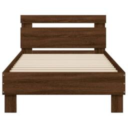 Berkfield Home Durable Bed Frame without Mattress with LED Lights Brown Oak 90x1 - Size: Single - thumbnail 7