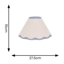 ValueLights Florie Natural Linen Small Taper Scallop Pastel Trim Lamp Shade & Bulb in Blue - thumbnail 7