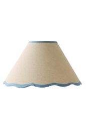 ValueLights Florie Natural Linen Small Taper Scallop Pastel Trim Lamp Shade & Bulb in Blue - thumbnail 6