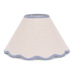 ValueLights Florie Natural Linen Small Taper Scallop Pastel Trim Lamp Shade & Bulb in Blue - thumbnail 2