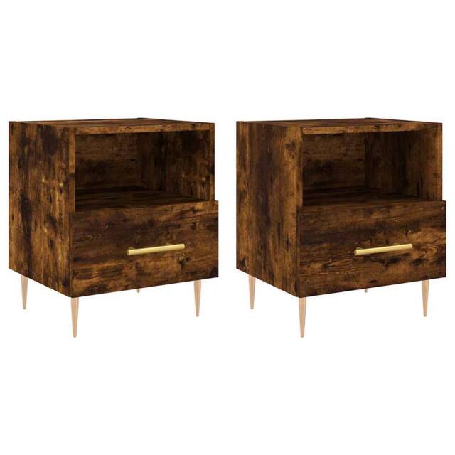 Berkfield Home Bedside Cabinets 2 pcs Smoked Oak 40x35x47.5 cm Engineered Wood in Brown - image 1