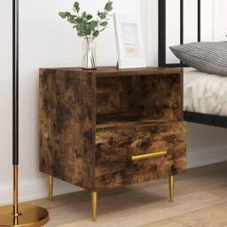 Berkfield Home Bedside Cabinets 2 pcs Smoked Oak 40x35x47.5 cm Engineered Wood in Brown - thumbnail 3