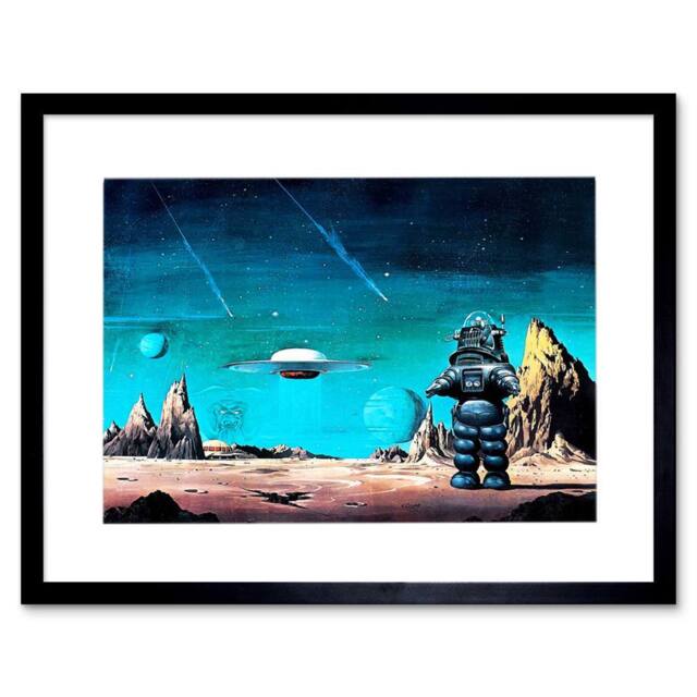 "Artery8 Film Robby Robot Forbidden Planet Space Stars 12x16"" Framed Art Print in Blue - Size: W12"" x H16""" - image 1