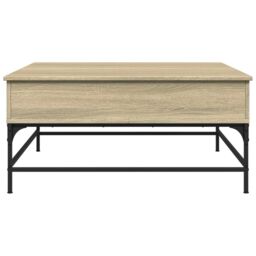 Berkfield Home Coffee Table Sonoma Oak 95x95x45 cm Engineered Wood & Metal in Brown - Size: 95 x 95 x 45 cm - thumbnail 6