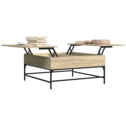 Berkfield Home Coffee Table Sonoma Oak 95x95x45 cm Engineered Wood & Metal in Brown - Size: 95 x 95 x 45 cm - thumbnail 4