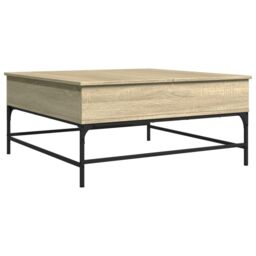 Berkfield Home Coffee Table Sonoma Oak 95x95x45 cm Engineered Wood & Metal in Brown - Size: 95 x 95 x 45 cm - thumbnail 2