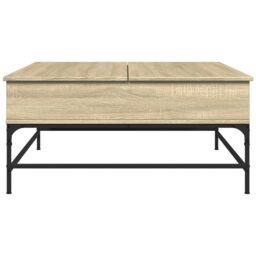 Berkfield Home Coffee Table Sonoma Oak 95x95x45 cm Engineered Wood & Metal in Brown - Size: 95 x 95 x 45 cm - thumbnail 5