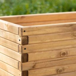 Primrose Raised Wooden Pine Flower Bed Trough Planter Treated Timber 140cm in Natural - thumbnail 5