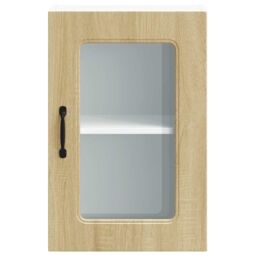 Berkfield Home Kitchen Wall Cabinet with Glass Door Kalmar Sonoma Oak Engineered Wood in Brown - thumbnail 6