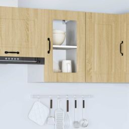 Berkfield Home Kitchen Wall Cabinet with Glass Door Kalmar Sonoma Oak Engineered Wood in Brown - thumbnail 4