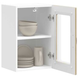 Berkfield Home Kitchen Wall Cabinet with Glass Door Kalmar Sonoma Oak Engineered Wood in Brown - thumbnail 5