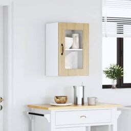 Berkfield Home Kitchen Wall Cabinet with Glass Door Kalmar Sonoma Oak Engineered Wood in Brown - thumbnail 3