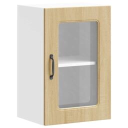 Berkfield Home Kitchen Wall Cabinet with Glass Door Kalmar Sonoma Oak Engineered Wood in Brown - thumbnail 2