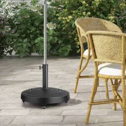 Costway Patio 23kg 52cm Round Resin Umbrella Base w/Wheels Handles Table Market Stand in Black - thumbnail 3