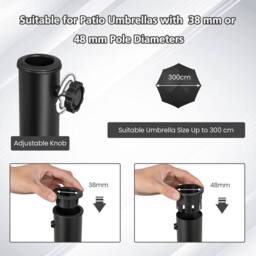 Costway Patio 23kg 52cm Round Resin Umbrella Base w/Wheels Handles Table Market Stand in Black - thumbnail 5