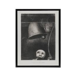 "Artery8 A Mask Tolls The Funeral Knell Redon Black Framed Canvas Wall Art in Grey - Size: W12"" x H16""" - thumbnail 1