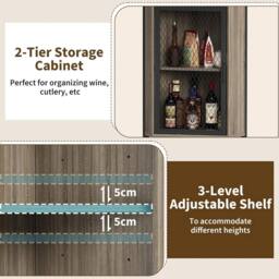 VOGREX Tall Corner Bar Cabinet with 5-Tier Shelves & Wine Glass in Brown - thumbnail 5