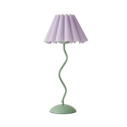 ValueLights Wiggle Lilac Pleated Scallop Lamp Shade Moss Green Metal Table Lamp & LED Bulb - thumbnail 2