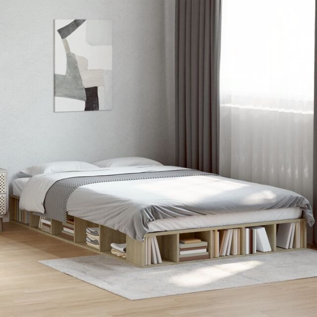 Berkfield Home Bed Frame without Mattress Sonoma Oak 120x200 cm in Brown - Size: Small Double - image 1