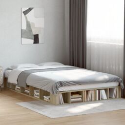 Berkfield Home Bed Frame without Mattress Sonoma Oak 120x200 cm in Brown - Size: Small Double - thumbnail 1