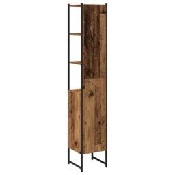 Berkfield Home Five Bathroom Cabinet Old Wood 33x33x185, 5 cm Engineered Wood in Brown - thumbnail 8