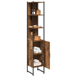Berkfield Home Five Bathroom Cabinet Old Wood 33x33x185, 5 cm Engineered Wood in Brown - thumbnail 1