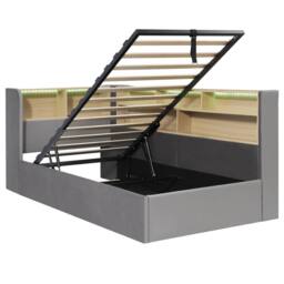 ModernLuxe Single L-shaped ottoman daybed with LED storage headboard in Grey - thumbnail 9