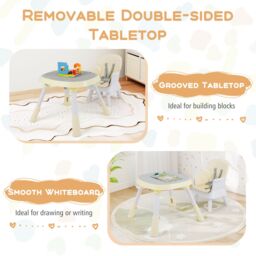Gymax 16-in-1 Convertible High Chair Table & Chair Set With Removable Tray in Beige - thumbnail 7