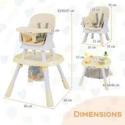 Gymax 16-in-1 Convertible High Chair Table & Chair Set With Removable Tray in Beige - thumbnail 2