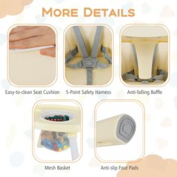 Gymax 16-in-1 Convertible High Chair Table & Chair Set With Removable Tray in Beige - thumbnail 9