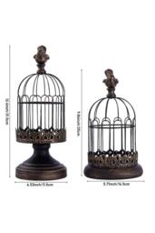 Living and Home 2pcs Vintage-Style Candlesticks Birdcage Candle Holders in Black - thumbnail 4