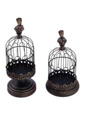 Living and Home 2pcs Vintage-Style Candlesticks Birdcage Candle Holders in Black - thumbnail 3