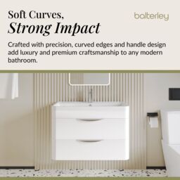 Balterley Bathroom Wall Hung 2 Drawer Vanity Unit & Ceramic Basin, White, 810mm in White - thumbnail 6