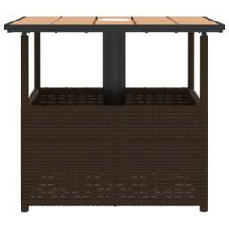 Berkfield Home Garden Table with Parasol Hole Brown 55x55x46.5 cm Poly Rattan - thumbnail 6