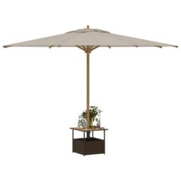 Berkfield Home Garden Table with Parasol Hole Brown 55x55x46.5 cm Poly Rattan - thumbnail 4